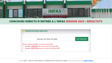 Resultat INFAS 2023 Cote dIvoire en ligne sur infas.gdec sonec.org resultats 2023